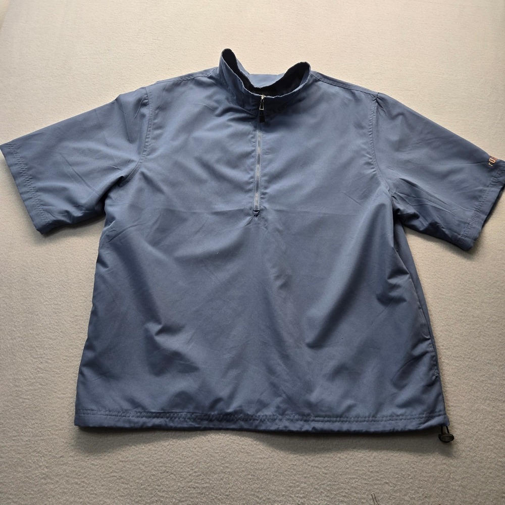 North End Mens Short Sleeve Qrtr Zip Windbreaker Jacket Blue Large Golf Pullover